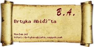 Brtyka Abiáta névjegykártya